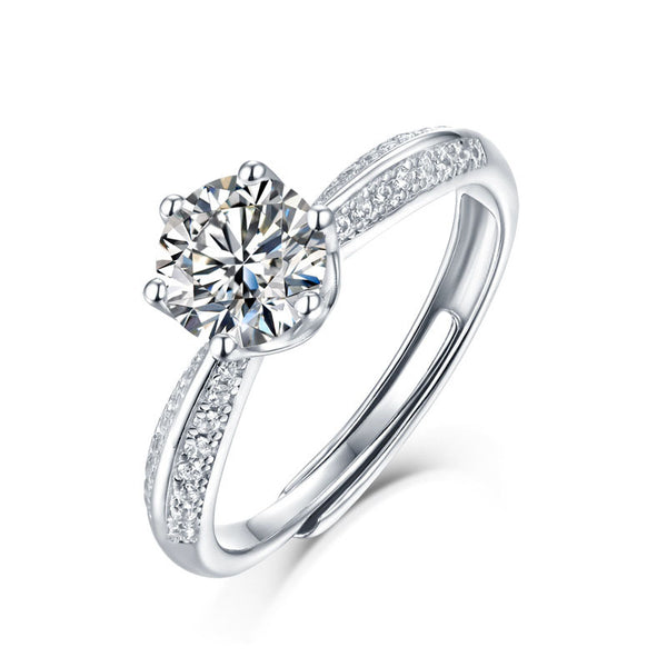 Bague Six griffes en argent sterling 925, réglable